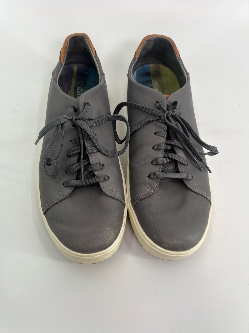 OluKai Gray Wai’alae Leather Waterproof Spikeless Golf Shoes Men’s 11 Eleven - Picture 5 of 11
